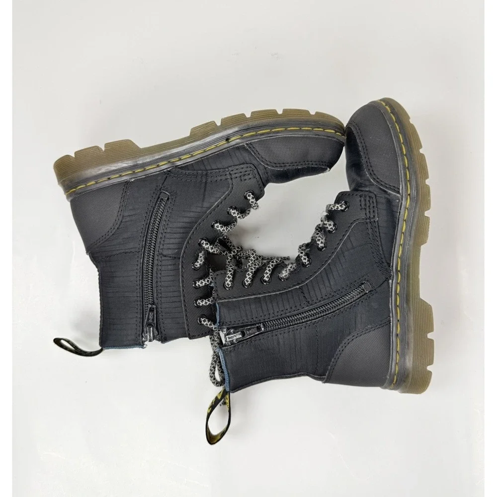 Dr. Martens Combs Cap Junior Youth Size 1 Black Lace Up Zip Eye‎ Ankle Boots